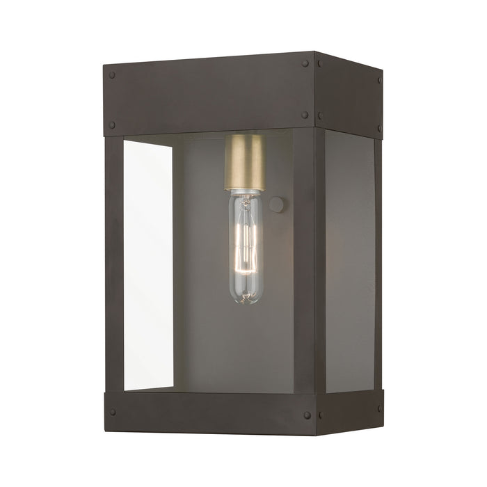 Livex Lighting 20872-07 One Light Outdoor Wall Lantern, Bronze w/Antique Brass Candle
