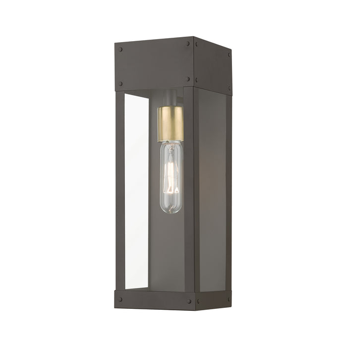 Livex Lighting 20873-07 One Light Outdoor Wall Lantern, Bronze w/Antique Brass Candle