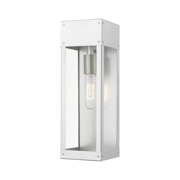 Livex Lighting 20873-81 One Light Outdoor Wall Lantern, Painted Satin Nickel w/Brushed Nickel Candle