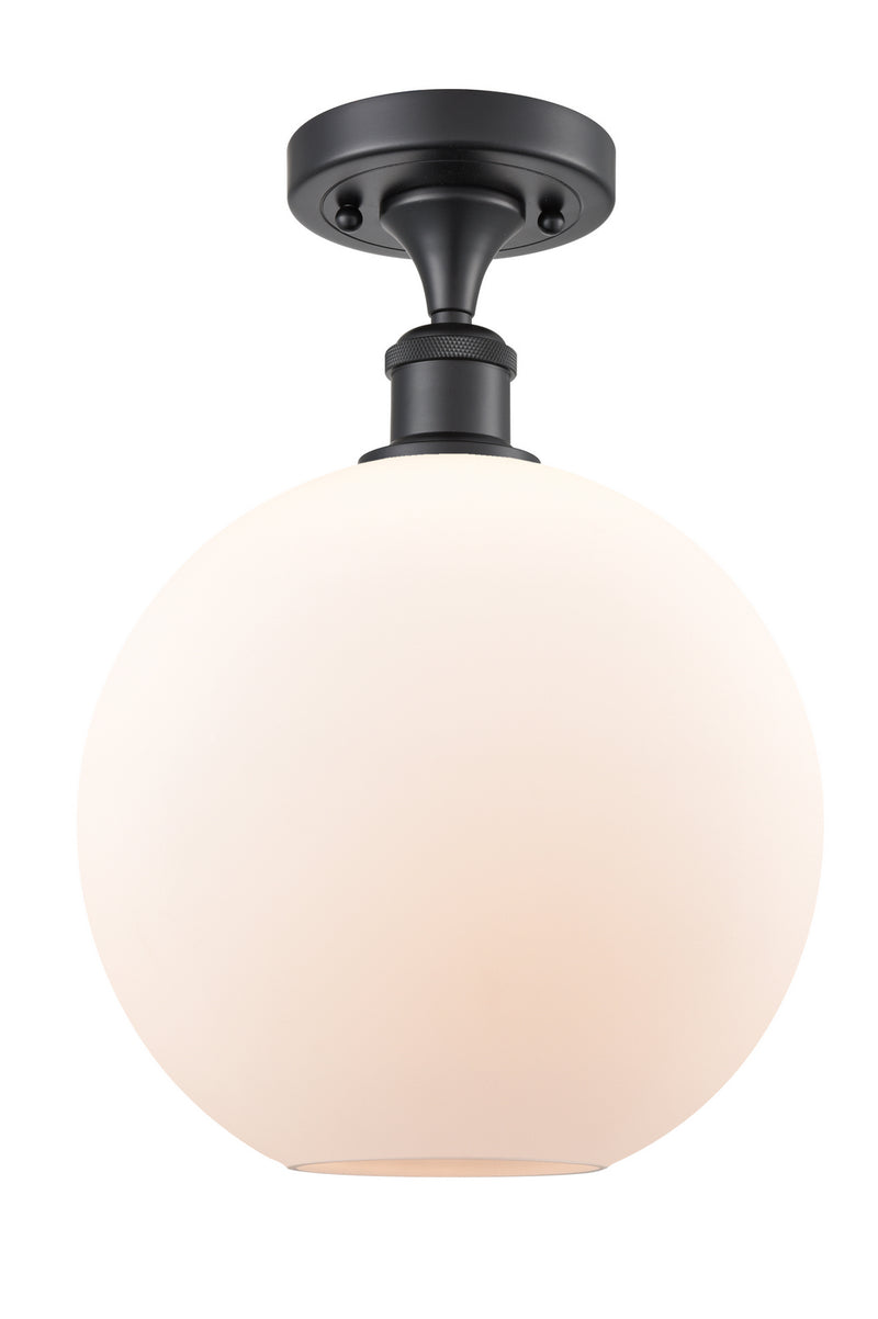 Innovations 516-1C-BK-G121-10 One Light Semi-Flush Mount, Matte Black