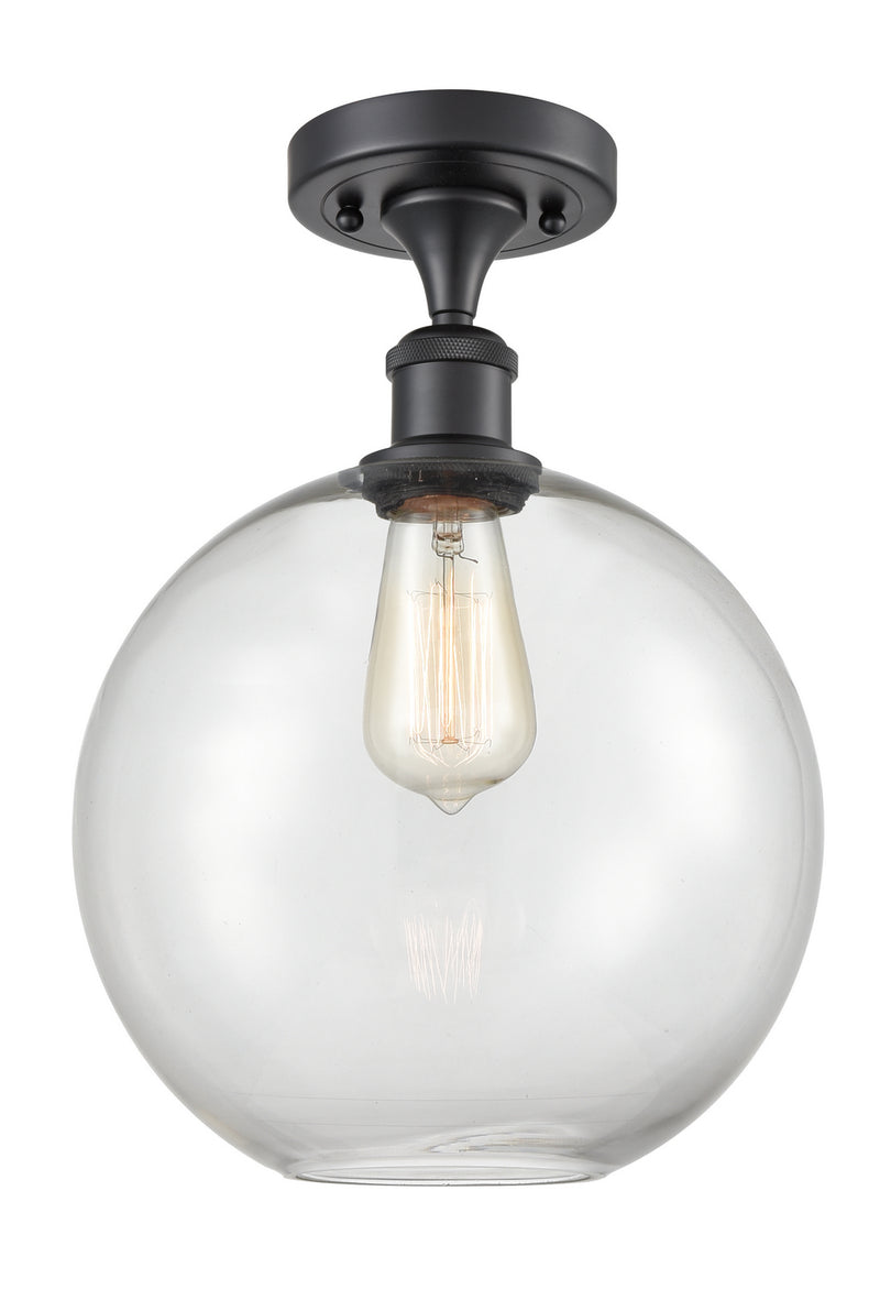 Innovations 516-1C-BK-G122-10 One Light Semi-Flush Mount, Matte Black