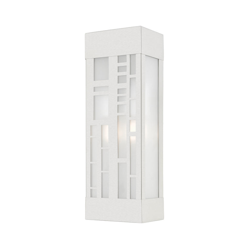 Livex Lighting 22972-91 Two Light Outdoor Wall Sconce, Brushed Nickel