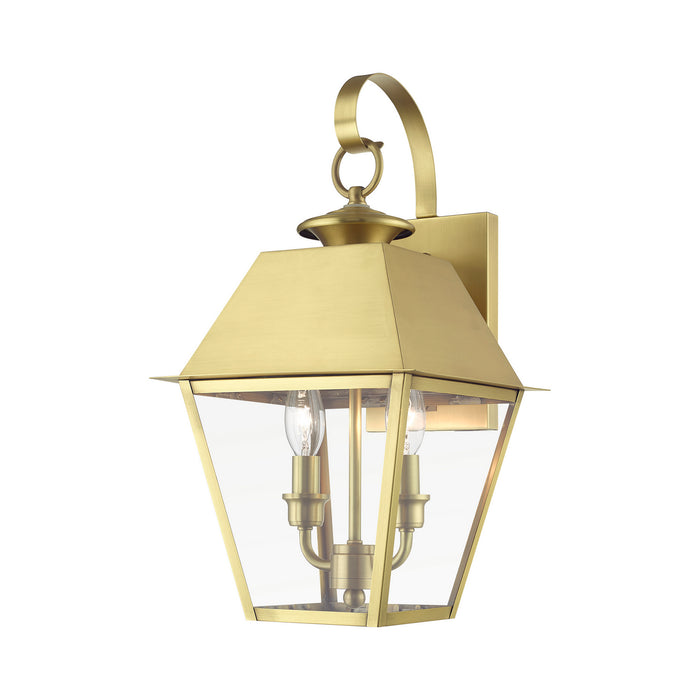 Livex Lighting 27215-08 Two Light Outdoor Wall Lantern, Natural Brass