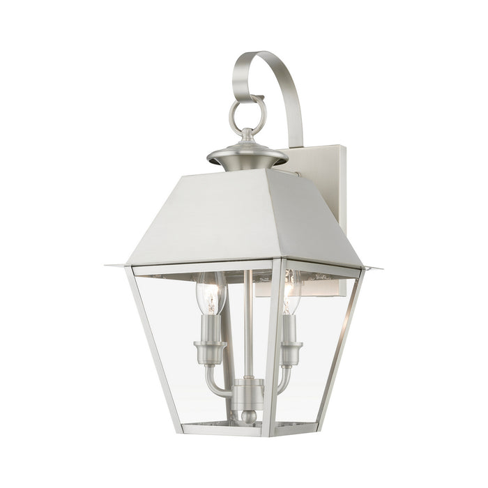 Livex Lighting 27215-91 Two Light Outdoor Wall Lantern, Brushed Nickel