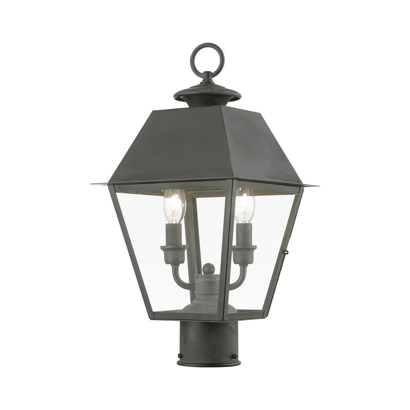 Livex Lighting 27216-61 Two Light Outdoor Post Top Lantern, Charcoal