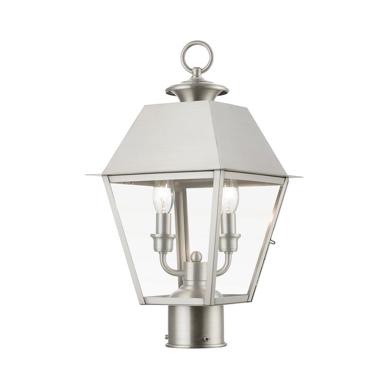 Livex Lighting 27216-91 Two Light Outdoor Post Top Lantern, Brushed Nickel