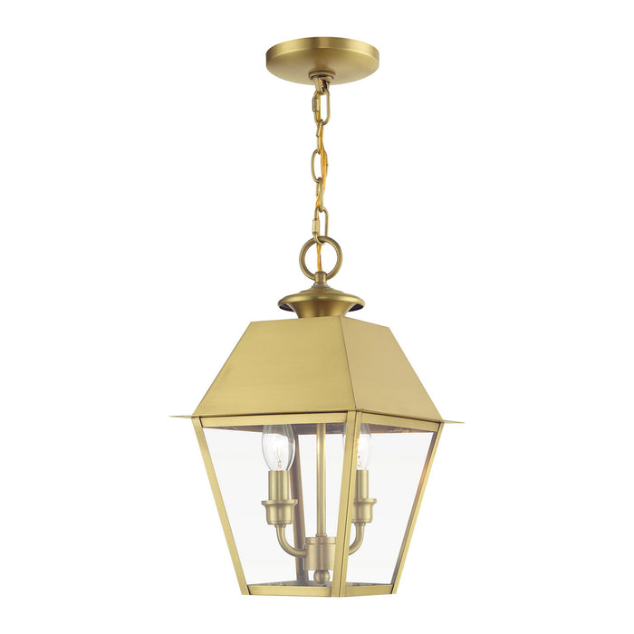 Livex Lighting 27217-08 Two Light Outdoor Pendant, Natural Brass