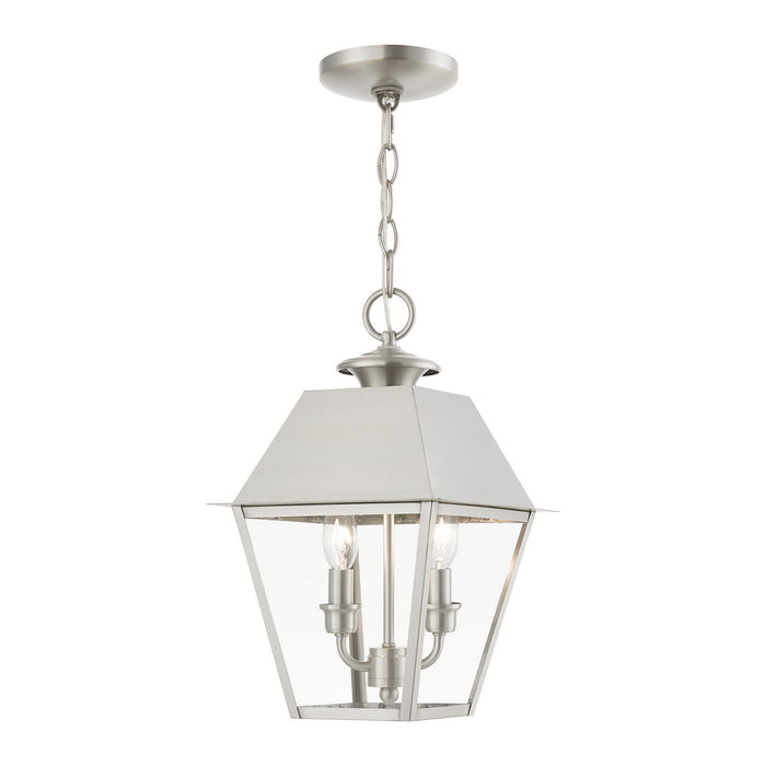 Livex Lighting 27217-91 Two Light Outdoor Pendant, Brushed Nickel