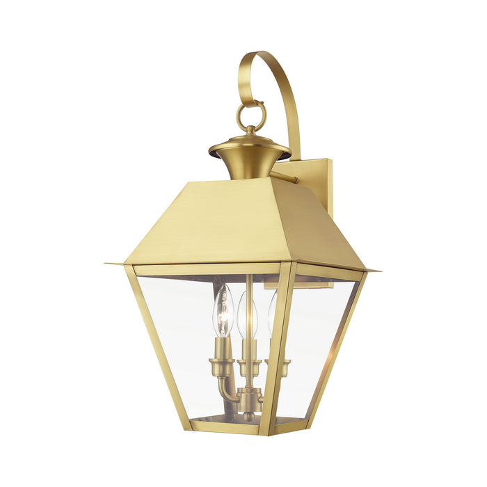 Livex Lighting 27218-08 Three Light Outdoor Wall Lantern, Natural Brass
