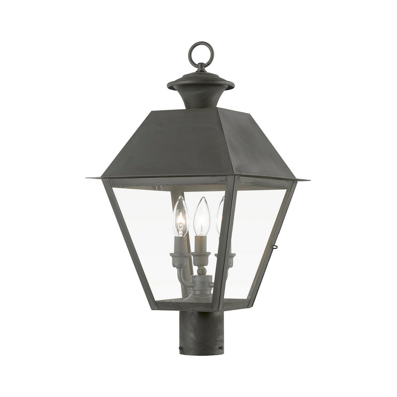 Livex Lighting 27219-61 Three Light Outdoor Post Top Lantern, Charcoal