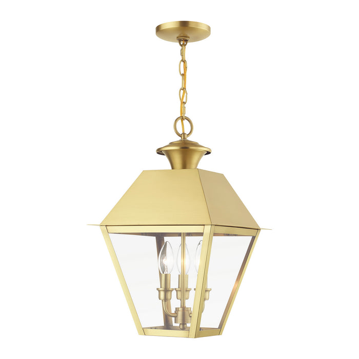 Livex Lighting 27220-08 Three Light Outdoor Pendant, Natural Brass