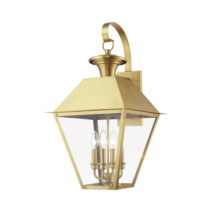 Livex Lighting 27222-08 Four Light Outdoor Wall Lantern, Natural Brass