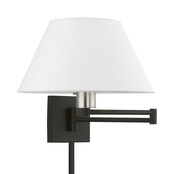 Livex Lighting 40039-04 One Light Swing Arm Wall Lamp, Black w/Brushed Nickel