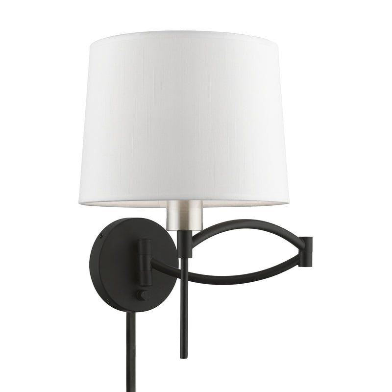 Livex Lighting 40044-04 One Light Swing Arm Wall Lamp, Black w/Brushed Nickel
