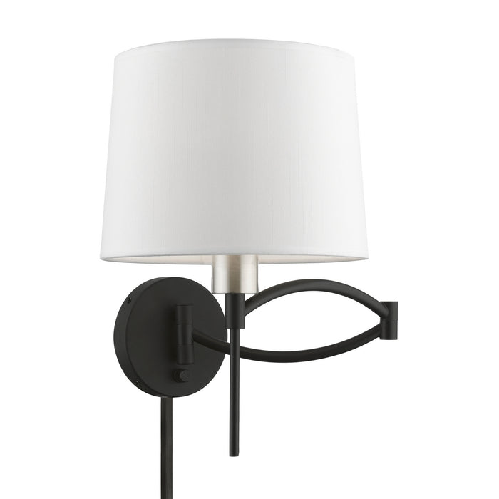 Livex Lighting 40044-04 One Light Swing Arm Wall Lamp, Black w/Brushed Nickel