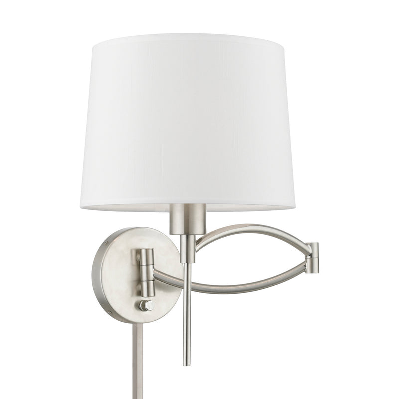Livex Lighting 40044-91 One Light Swing Arm Wall Lamp, Brushed Nickel