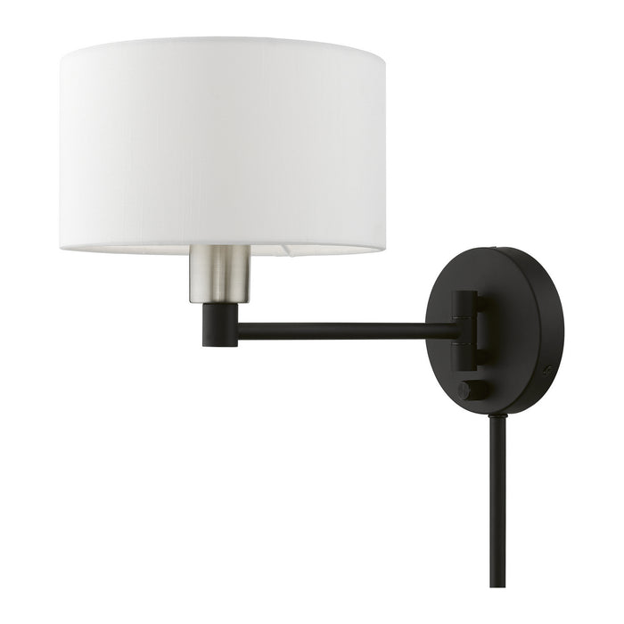Livex Lighting 40080-04 One Light Swing Arm Wall Lamp, Black w/Brushed Nickel