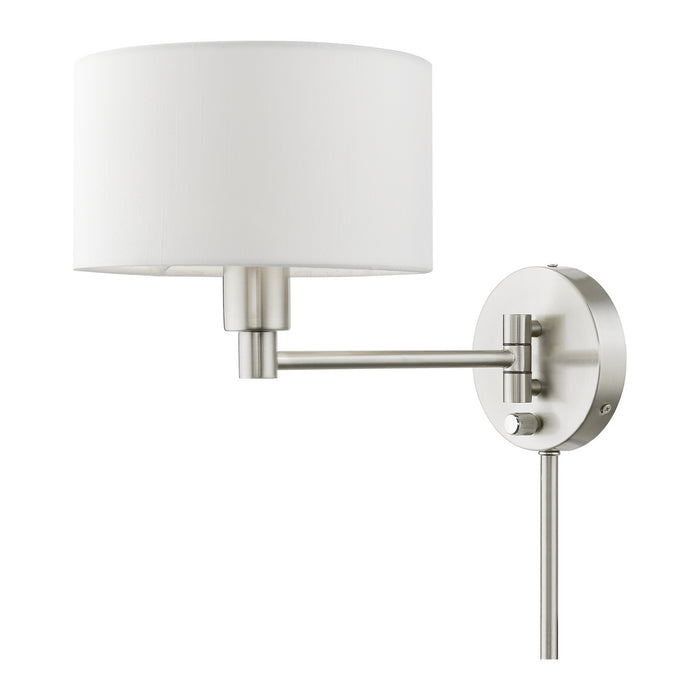 Livex Lighting 40080-91 One Light Swing Arm Wall Lamp, Brushed Nickel