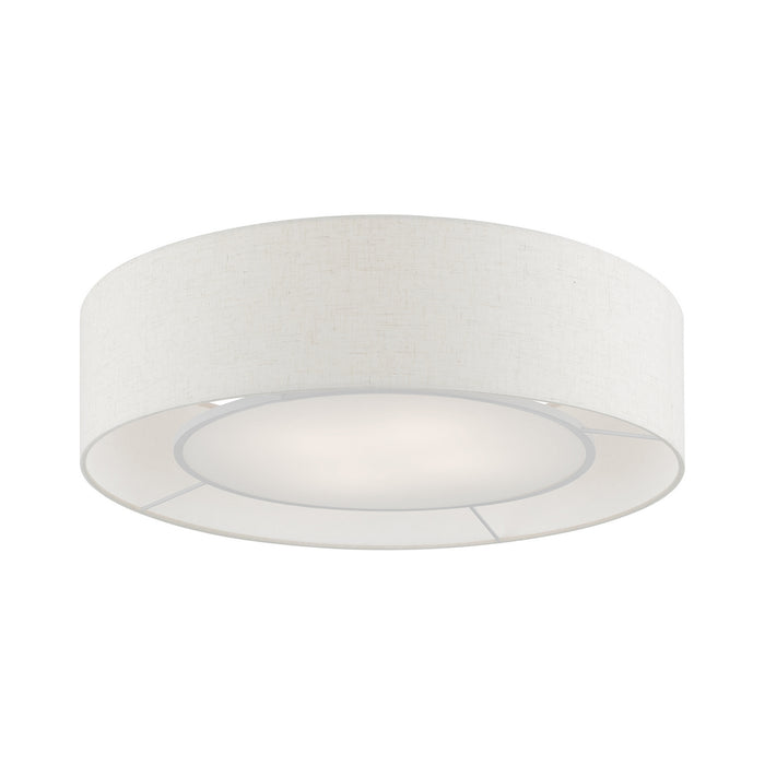 Livex Lighting 40144-91 Four Light Semi-Flush Mount, Brushed Nickel w/Shiny White