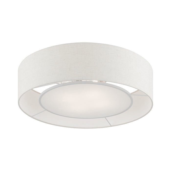 Livex Lighting 40144-91 Four Light Semi-Flush Mount, Brushed Nickel w/Shiny White
