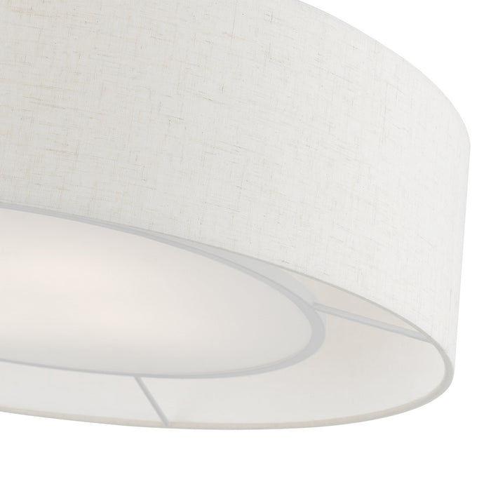 Livex Lighting 40144-91 Four Light Semi-Flush Mount, Brushed Nickel w/Shiny White