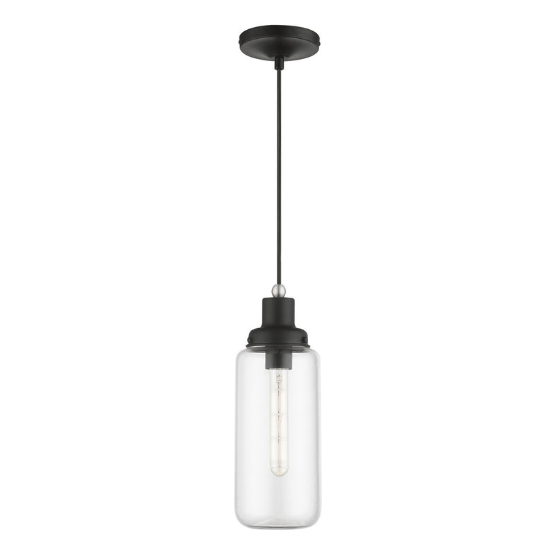 Livex Lighting 40614-04 One Light Mini Pendant, Black w/Brushed Nickel