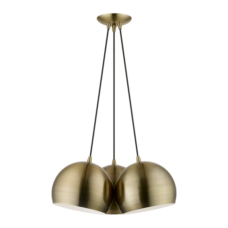 Livex Lighting 40803-01 Three Light Pendant, Antique Brass