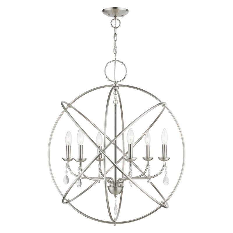 Livex Lighting 40906-91 Six Light Chandelier, Brushed Nickel