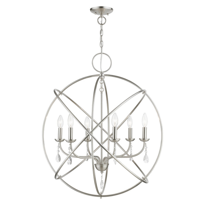 Livex Lighting 40906-91 Six Light Chandelier, Brushed Nickel