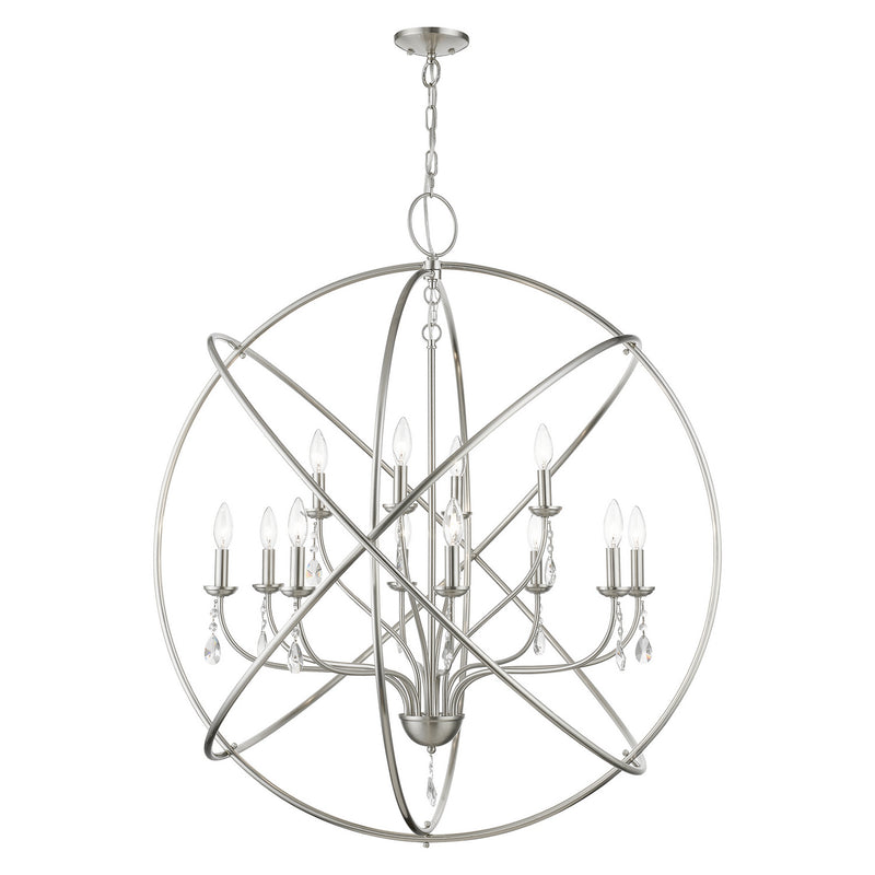 Livex Lighting 40909-91 12 Light Foyer Chandelier, Brushed Nickel