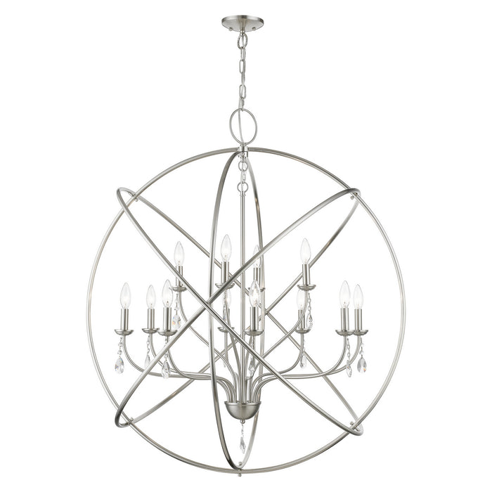 Livex Lighting 40909-91 12 Light Foyer Chandelier, Brushed Nickel