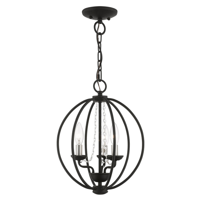 Livex Lighting 40913-04 Three Light Convertible Mini Chandelier/ Semi-Flush, Black w/Brushed Nickel Finish Candles