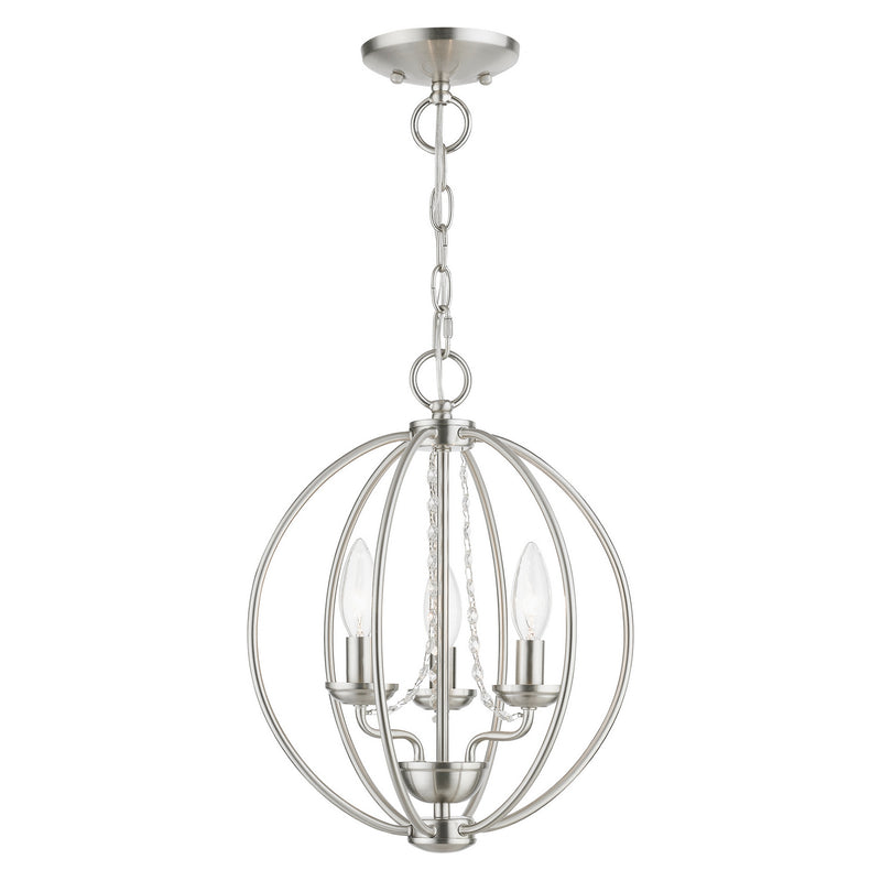 Livex Lighting 40913-91 Three Light Convertible Mini Chandelier/ Semi-Flush, Brushed Nickel