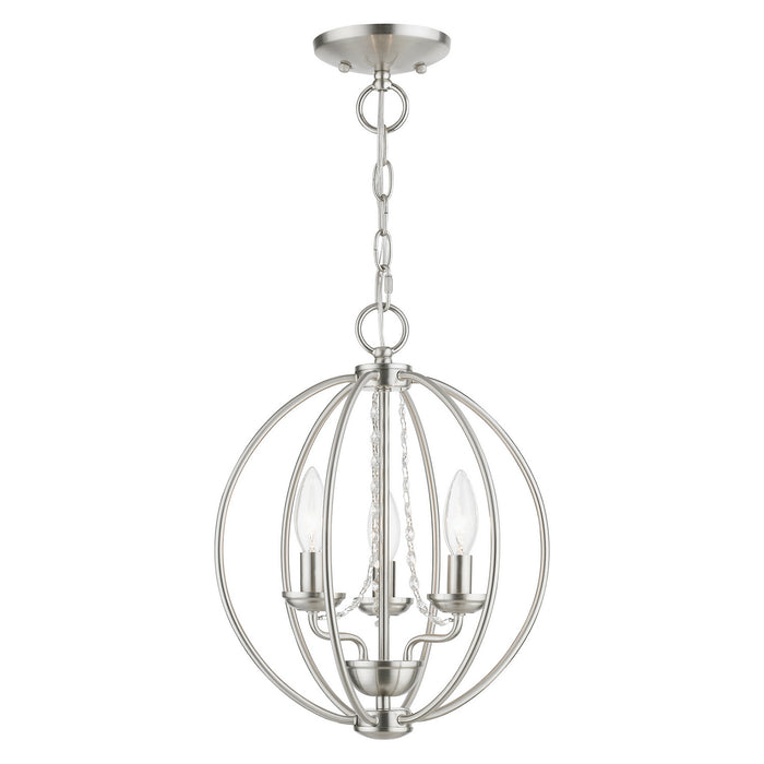 Livex Lighting 40913-91 Three Light Convertible Mini Chandelier/ Semi-Flush, Brushed Nickel