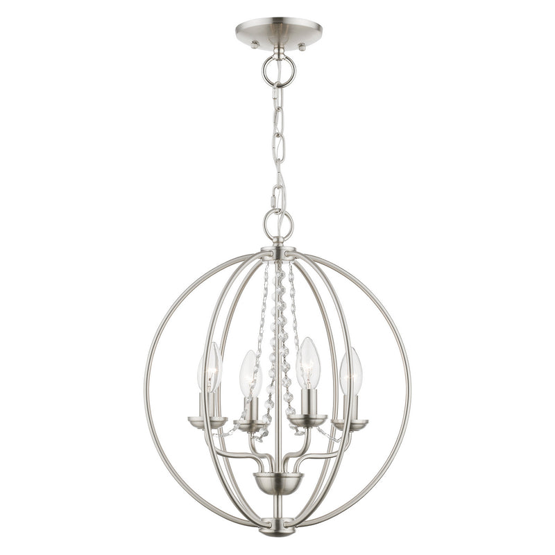 Livex Lighting 40914-91 Four Light Convertible Chandelier/ Semi-Flush, Brushed Nickel