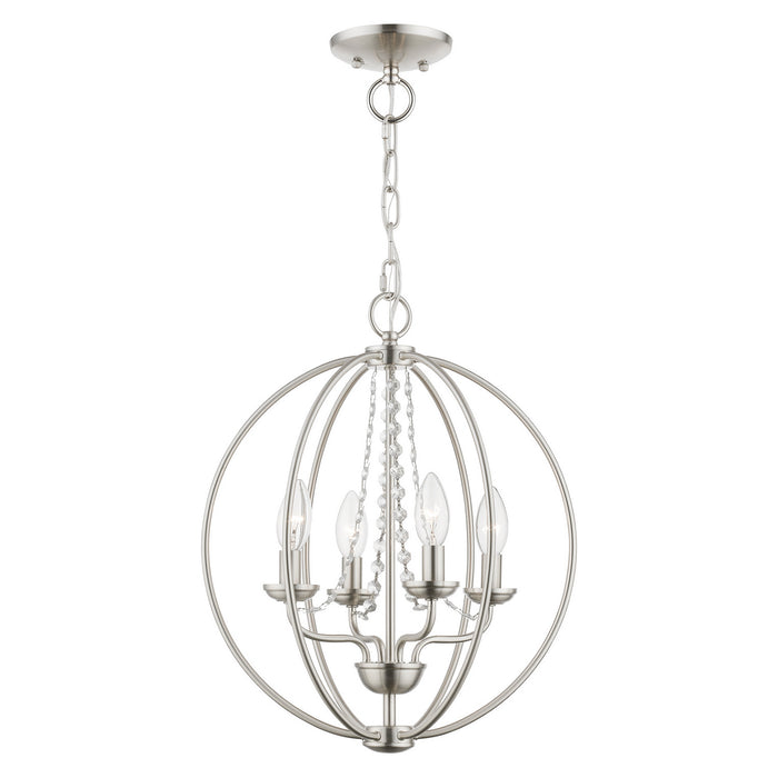 Livex Lighting 40914-91 Four Light Convertible Chandelier/ Semi-Flush, Brushed Nickel