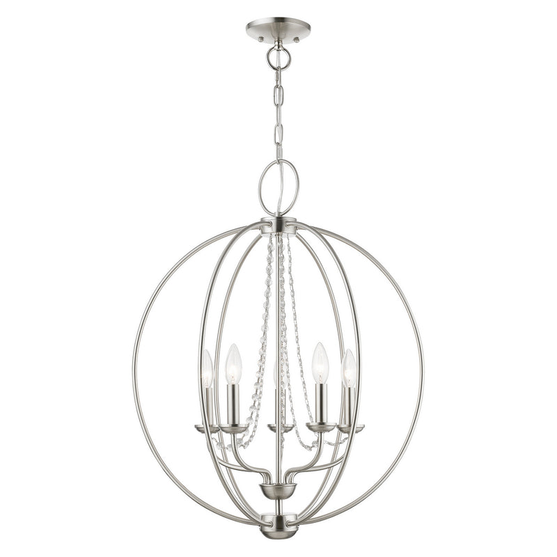 Livex Lighting 40915-91 Five Light Chandelier, Brushed Nickel