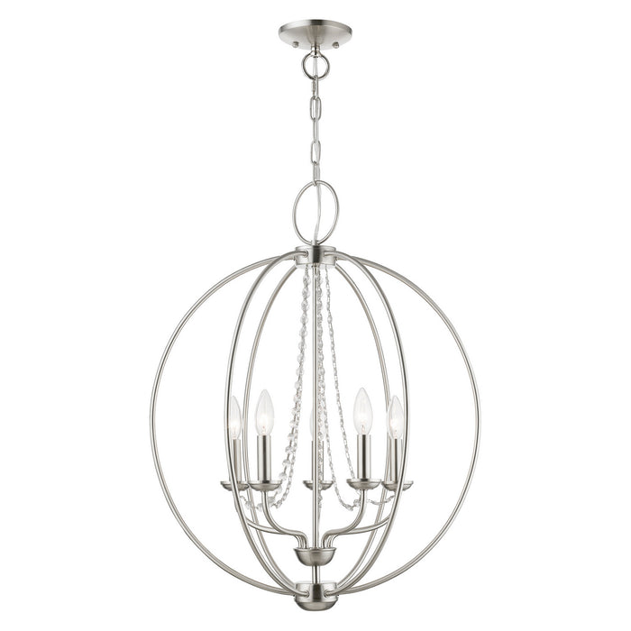 Livex Lighting 40915-91 Five Light Chandelier, Brushed Nickel