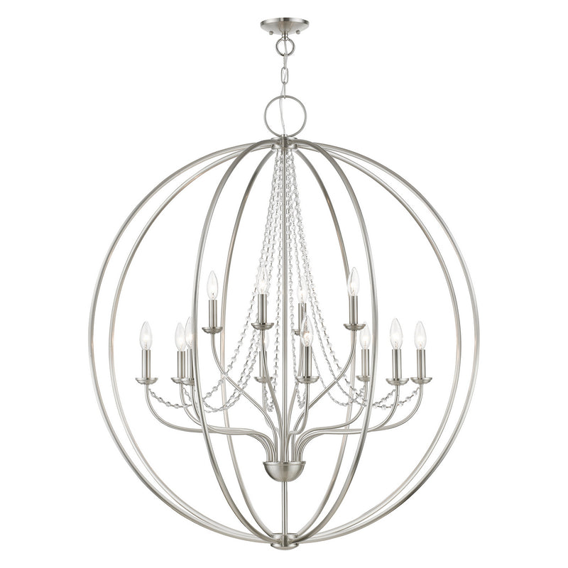 Livex Lighting 40919-91 12 Light Foyer Chandelier, Brushed Nickel
