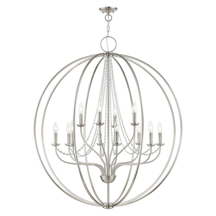 Livex Lighting 40919-91 12 Light Foyer Chandelier, Brushed Nickel