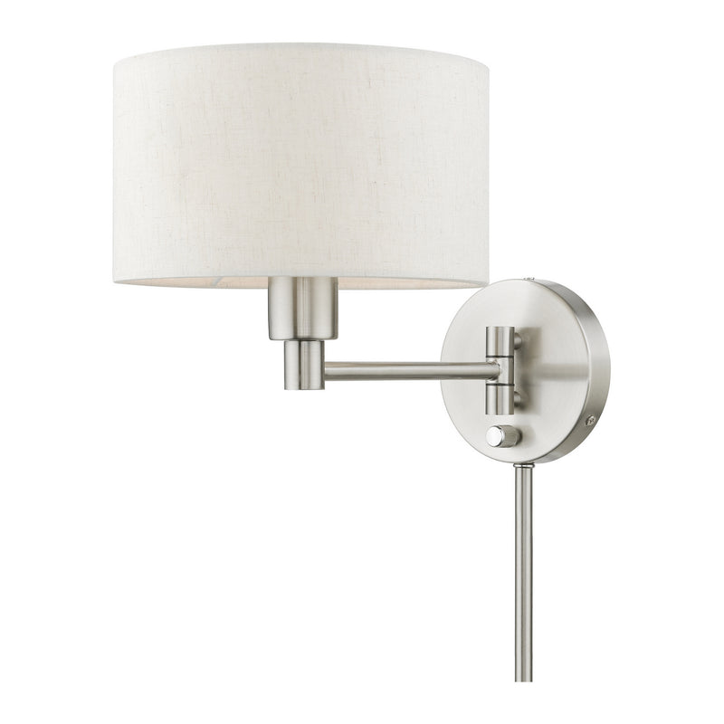 Livex Lighting 40940-91 One Light Swing Arm Wall Lamp, Brushed Nickel