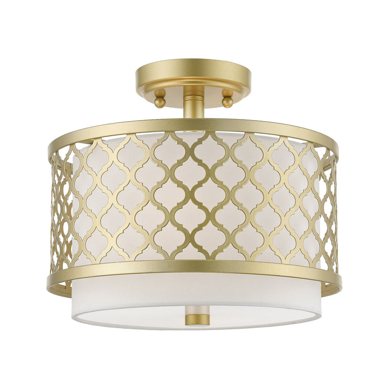 Livex Lighting 41107-33 Two Light Semi-Flush Mount, Soft Gold
