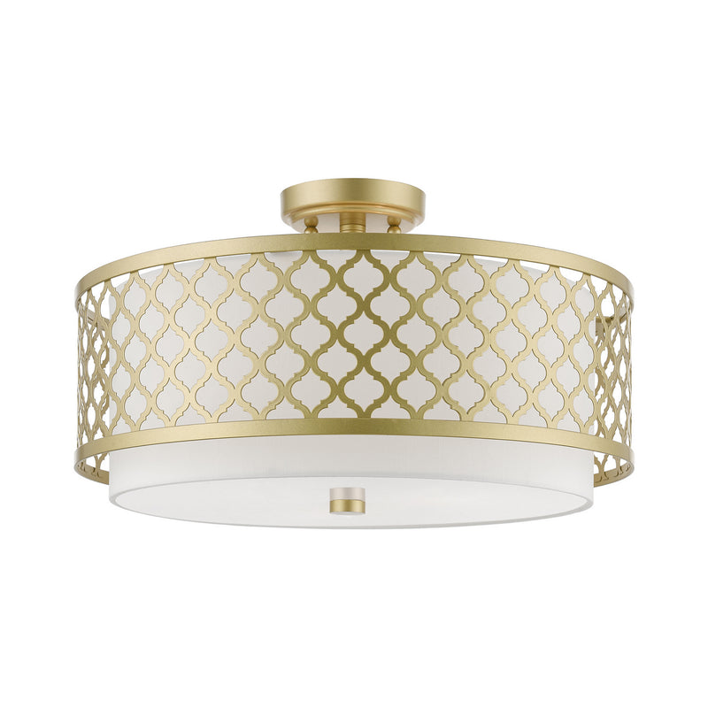 Livex Lighting 41109-33 Three Light Semi-Flush Mount, Soft Gold