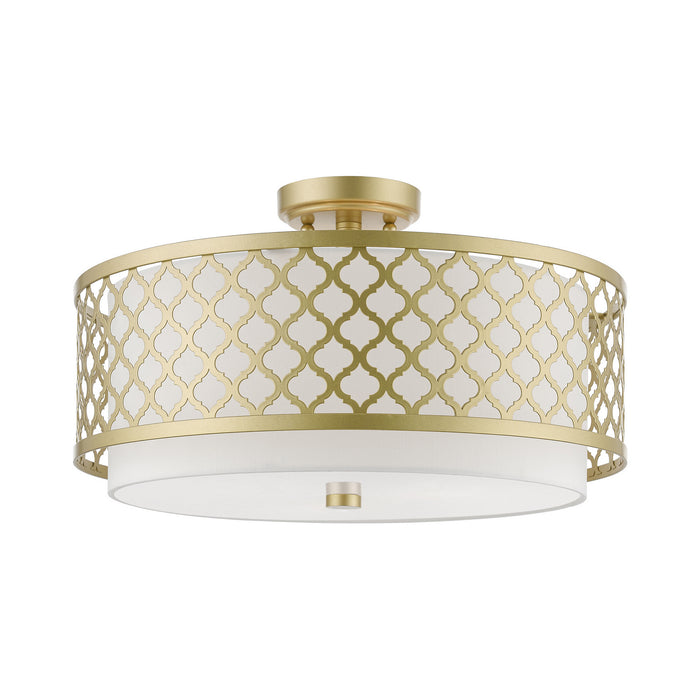 Livex Lighting 41109-33 Three Light Semi-Flush Mount, Soft Gold
