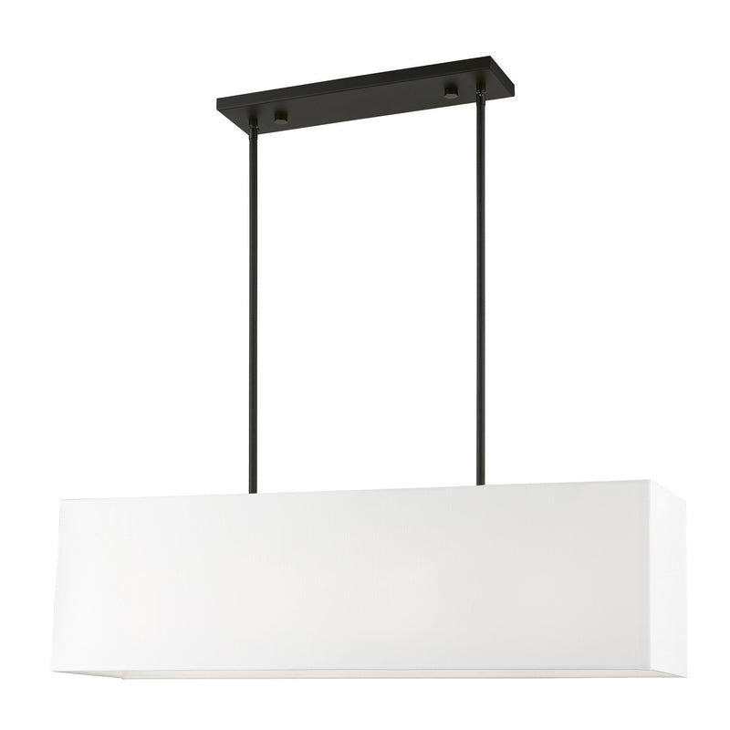 Livex Lighting 41155-04 Four Light Linear Chandelier, Black