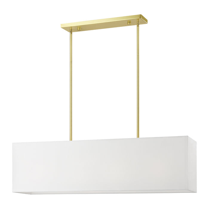 Livex Lighting 41155-12 Four Light Linear Chandelier, Satin Brass