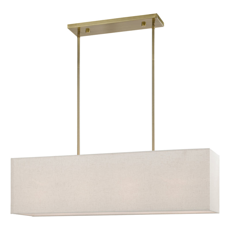 Livex Lighting 41156-01 Four Light Linear Chandelier, Antique Brass
