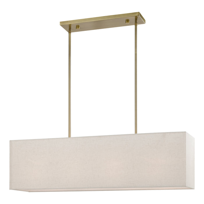 Livex Lighting 41156-01 Four Light Linear Chandelier, Antique Brass