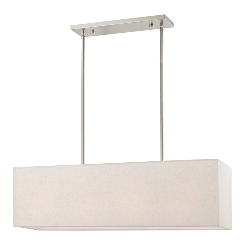 Livex Lighting 41156-91 Four Light Linear Chandelier, Brushed Nickel