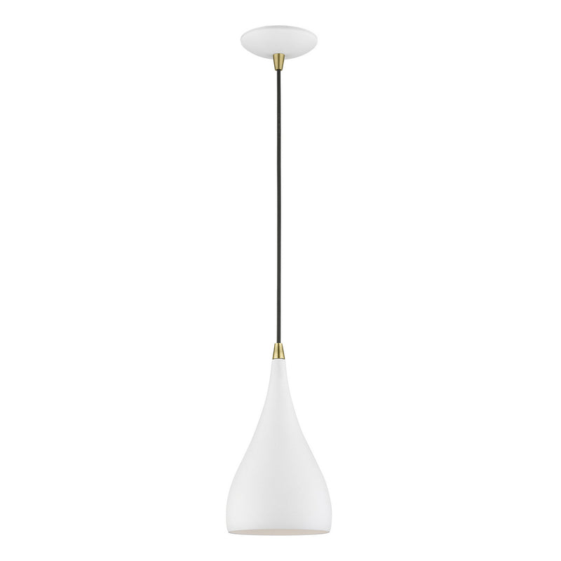 Livex Lighting 41171-13 One Light Mini Pendant, Textured White w/Antique Brass